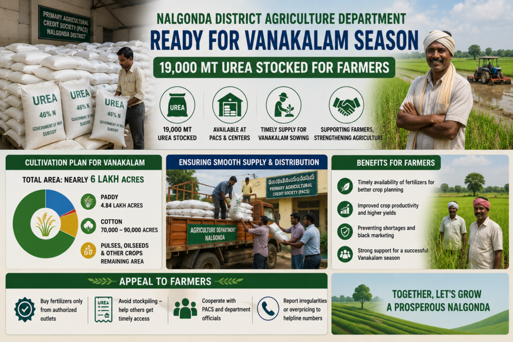 Nalgonda Stocks 19,000 Metric Tonnes of Urea Ahead of Vanakalam Season chatgpt image jun 19, 2026, 07 10 09 pm